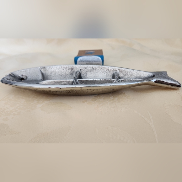 West Elm Gone Fishing Silver Catchall Tray NWT - Picture 3 of 6